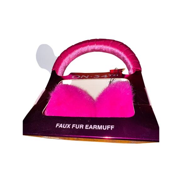Brand New On 34th Women's One Size Faux Fur Pink Plush Ear Muffs $44 - Picture 6 of 6